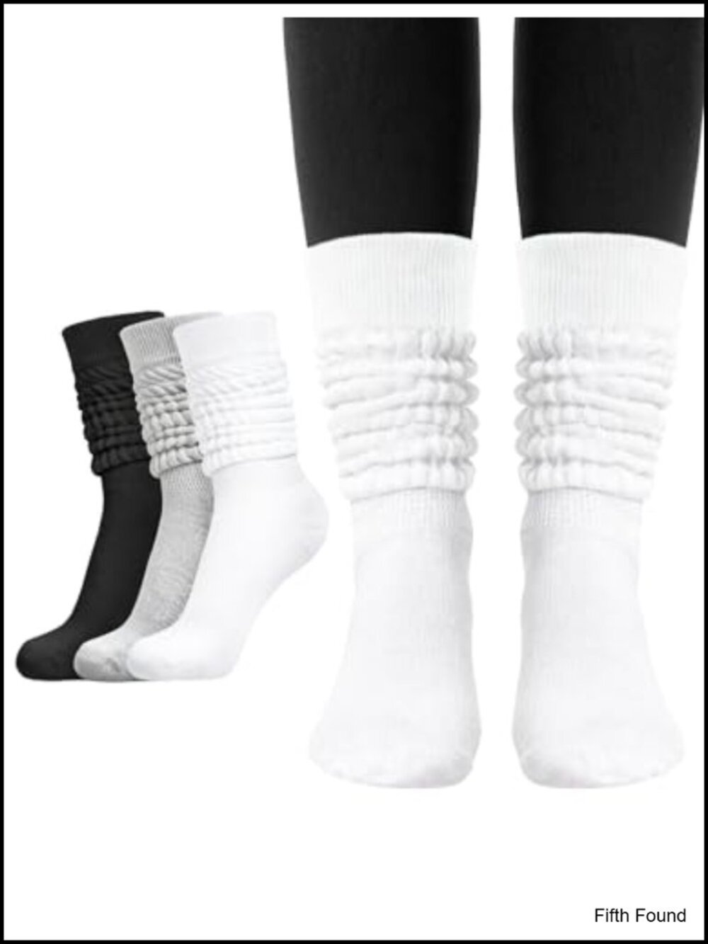 3 Pairs Women's Slouch Socks Cotton Blend Knee High Scrunch Tube Socks